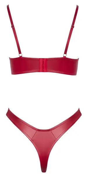 Cottelli Lingerie Bra Set Red Wet Look 85B/L with Straps and Rings