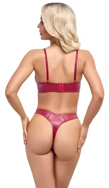 Cottelli Lingerie Red Wet Look Bra Set 80B/M with Decorative Rings