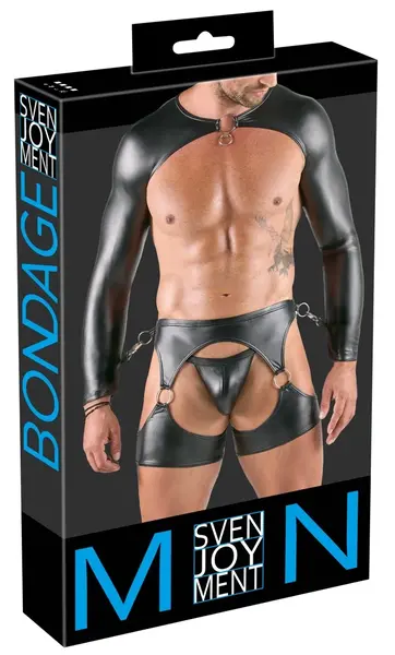 Svenjoyment Bondage Set L - 3-Piece Matte Black Harness Outfit