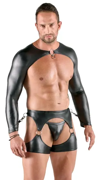 Svenjoyment Bondage Set L - 3-Piece Matte Black Harness Outfit