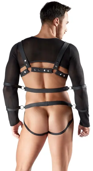 Svenjoyment Bondage Set M - Black Powernet Intimate Outfit with Restraints