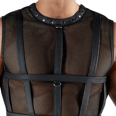Svenjoyment Bondage Series XL Mesh Set with Harness and Cuffs Black