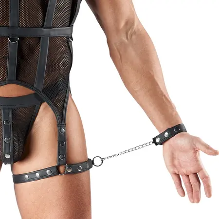 Svenjoyment Bondage Set M - Black Mesh Harness & Jockstrap Ensemble
