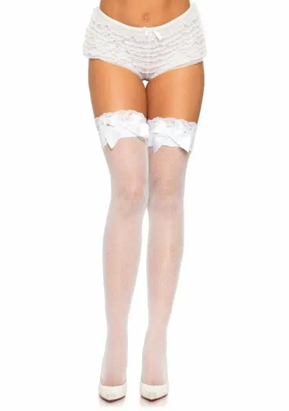 Leg Avenue Lace Top Elastane Fishnet Thigh Highs Violet 714718079097