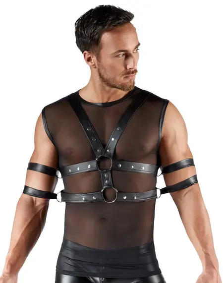 Svenjoyment BONDAGE Powernet Shirt XL with Adjustable Harness Set Black