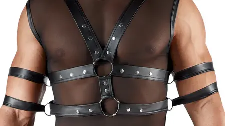 Svenjoyment BONDAGE Powernet Shirt XL with Adjustable Harness Set Black