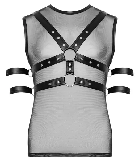 Svenjoyment BONDAGE Powernet Shirt XL with Adjustable Harness Set Black