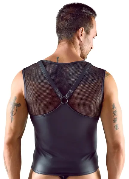 Svenjoyment Men's Shirt L Matte Black Mesh Chest Harness Style