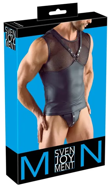 Svenjoyment Harness Style Sleeveless Top Matte Black Mesh S