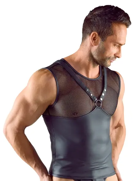 Svenjoyment Harness Style Sleeveless Top Matte Black Mesh S