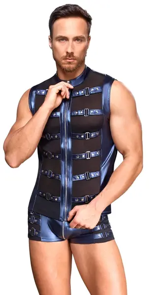 NEK Men's Shirt XL Metallic Blue Matte with Straps and Powernet Inserts