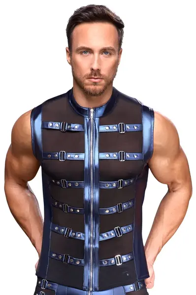 NEK Shirt Metallic Blue Strap Design with Powernet Inserts Size S
