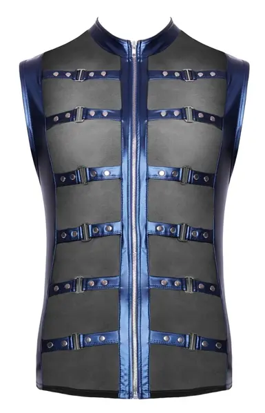 NEK Shirt Metallic Blue Strap Design with Powernet Inserts Size S