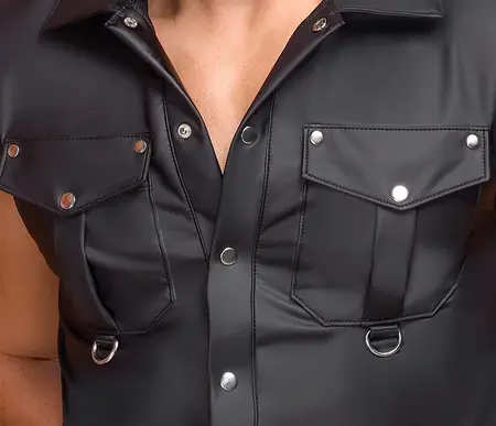 NEK Men's Sleeveless Shirt XL Black Matte Finish Press Studs