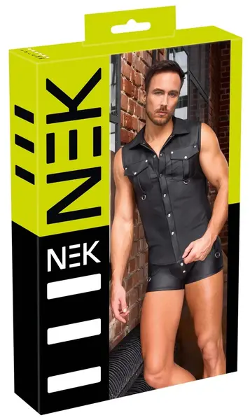 NEK Men’s Sleeveless Shirt M Black Matte Look with D-Ring Details