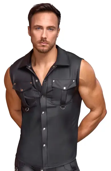 NEK Men’s Sleeveless Shirt M Black Matte Look with D-Ring Details