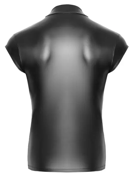 NEK Black Short Sleeve Shirt S Matte Look with V-Cut & Ring Detail