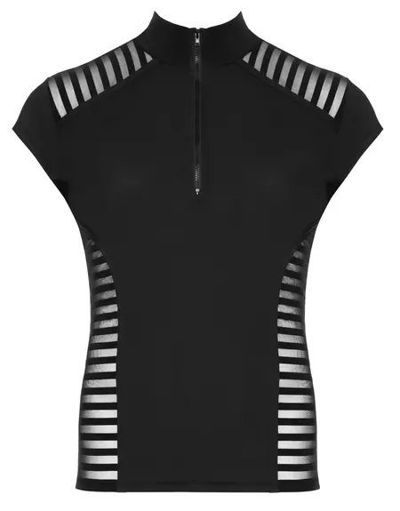 Svenjoyment Men's Black Microfibre Shirt M with Transparent Stripe Accents