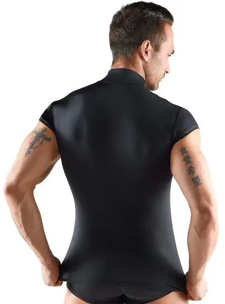 Svenjoyment Men's Black Microfibre Shirt S with Transparent Stripes