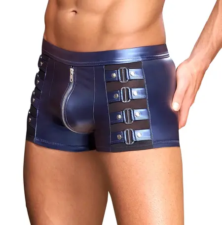 NEK Metallic Blue Matte Look Pants with Studded Side Straps, Size S