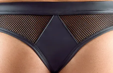 Svenjoyment Men's Thong 3XL Matte & Net Black Comfort Fit