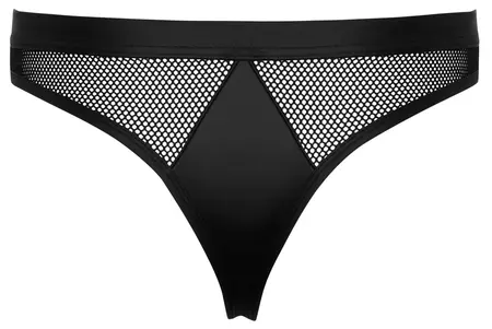 Svenjoyment Men's Thong 3XL Matte & Net Black Comfort Fit