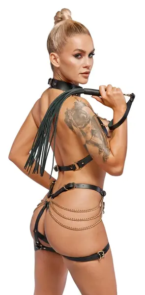 ZADO Leather Flogger Adjustable Handle L/XL - Premium Chrome-Free Leather