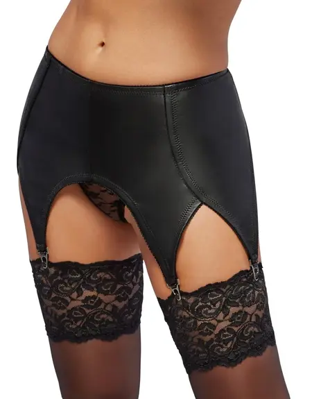 ZADO Lamb Leather Suspender Belt L - Retro Style, 4 Metal Straps