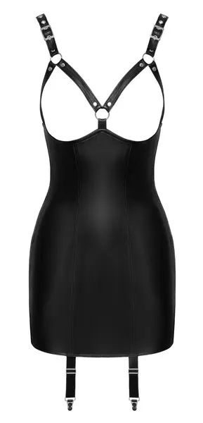 ZADO Le Dress CL M - Lamb Leather Cupless Suspender Mini Dress, Black