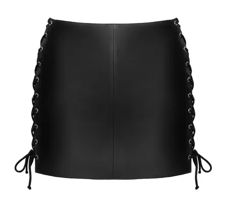 ZADO Leather Skirt L - Slim-Fit Lambskin, Adjustable Lacing, Black
