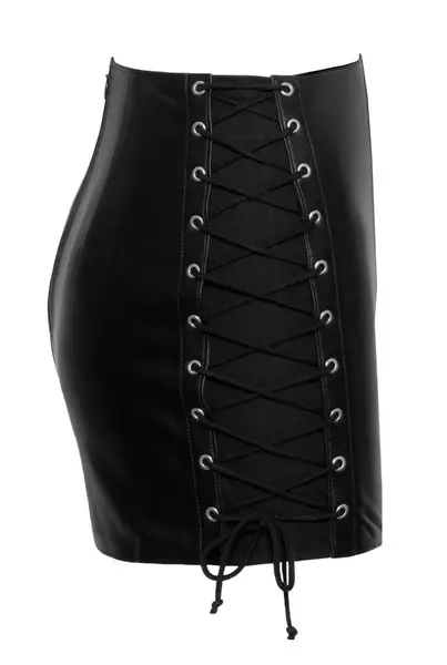 ZADO Leather Skirt L - Slim-Fit Lambskin, Adjustable Lacing, Black