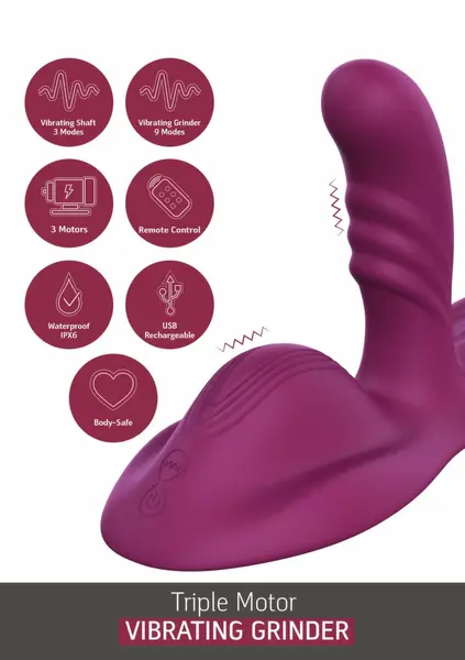 She.E.O Triple Motor Vibrating Grinder Intimate Machine, Remote, Purple