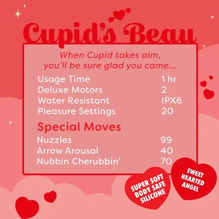 Cupids Beau стимулатор за лягане с езиче сърце, розов, 9 см