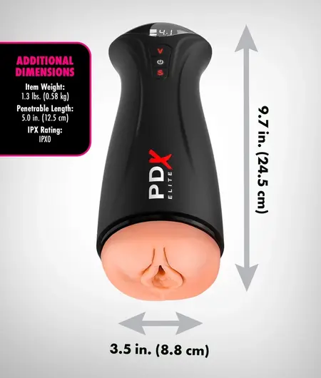 PDX Elite Fuck-Gasm Light Automated Intimate Device, 24.5cm, Black