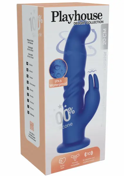 Playhouse Rotating G-Spot Rabbit Vibrator Silicone Rechargeable Pink