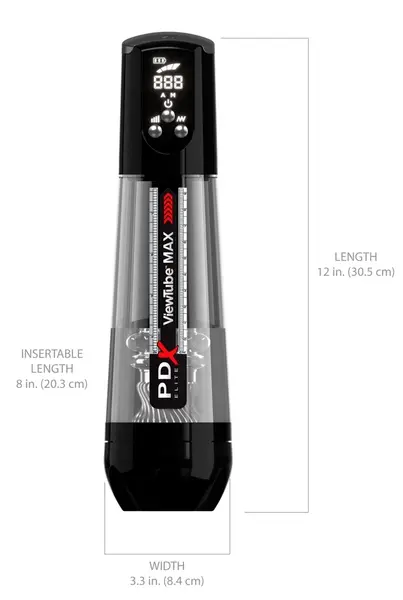 PDX Elite ViewTube MAX Black - Automated Intimate Device with LED Display