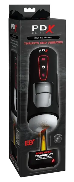 PDX Elite Milk Me Hotter Intimate Device Black Warming & Vibration 26.7cm