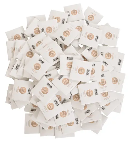 Secura Original 100 Pack Transparent Latex, Vegan, Silky Finish 53mm