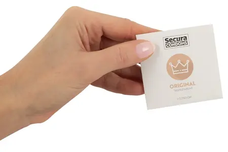 Secura Original 100 Pack Transparent Latex, Vegan, Silky Finish 53mm