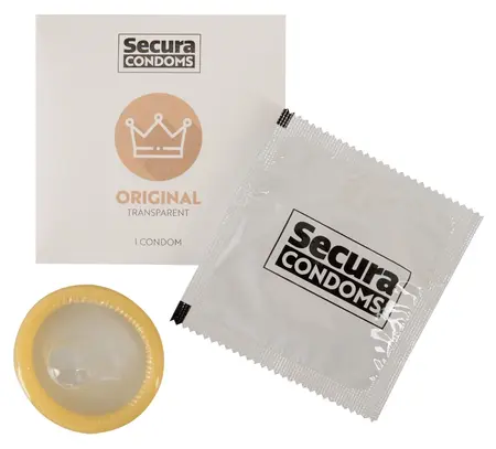 Secura Original 100 Pack Transparent Latex, Vegan, Silky Finish 53mm