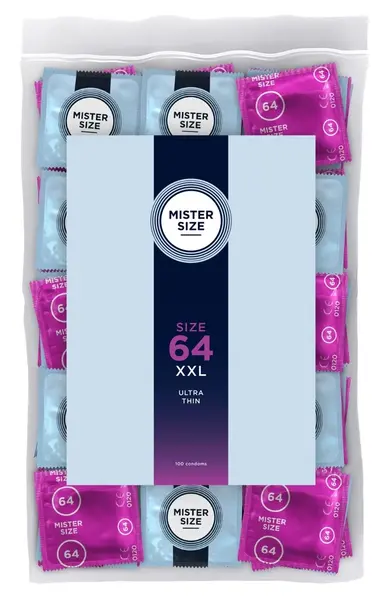Mister Size 64mm Ultra-Thin Vegan Latex Condoms 100-Pack Large Fit