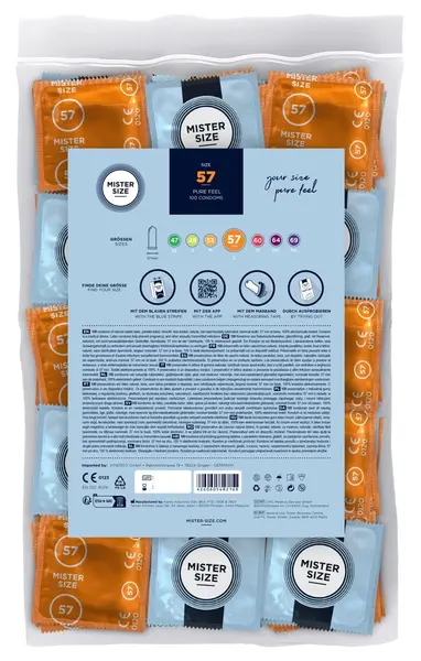 Mister Size 57mm - Ultra-Thin Vegan Latex Condoms, 100-Pack
