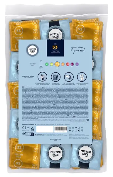 Mister Size 53mm Ultra-Thin Vegan Latex Condoms 100-Pack
