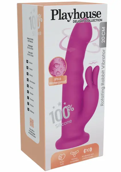 Playhouse Rotating Rabbit Vibrator Silicone Multi-Mode Waterproof Pink