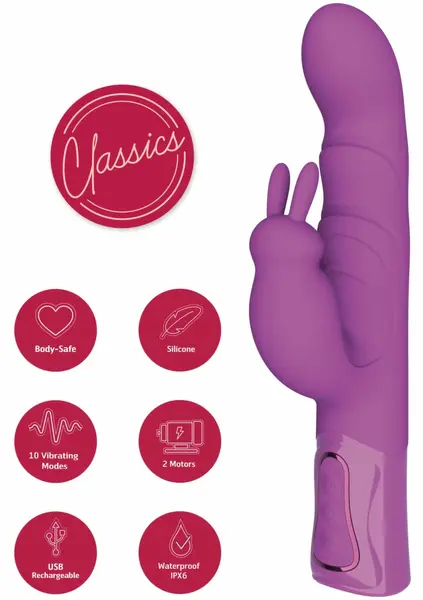 She.E.O Thick G-Spot Rabbit Vibrator Dual Motor Silicone Pink
