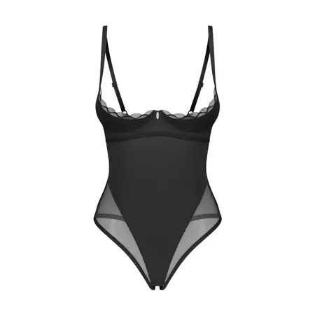 Obsessive Stelisa Black Teddy S/M - Sheer Design & Underwired Support