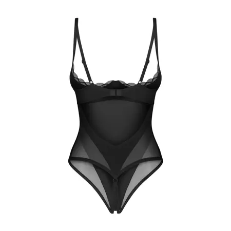 Obsessive Stelisa Black Teddy S/M - Sheer Design & Underwired Support