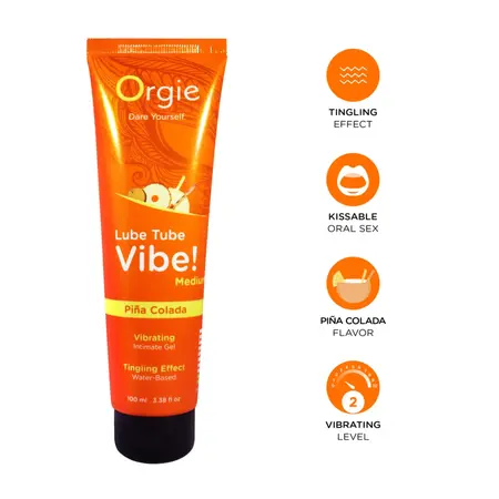 Orgie Lube Tube Vibe Pina Colada Flavored Intimate Gel 100ml