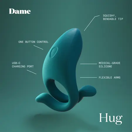 Dame Hug Adjustable Silicone Intimate Ring USB-C Waterproof Fir Green