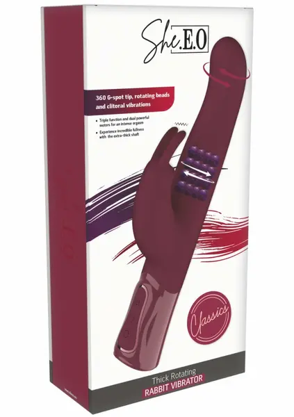 She.E.O Thick Rotating Rabbit Vibrator 360° Dual Motor USB Waterproof